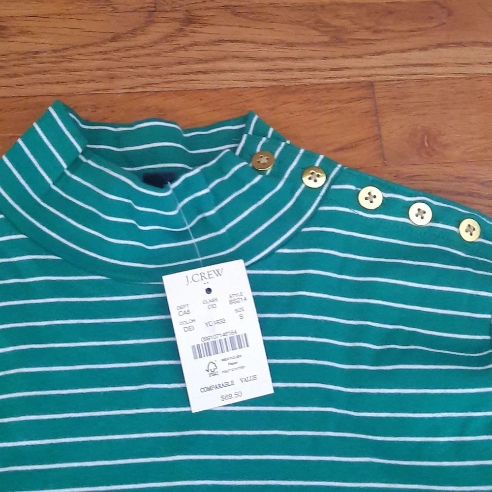 NWT J Crew striped mockneck top - Picture 2 of 5